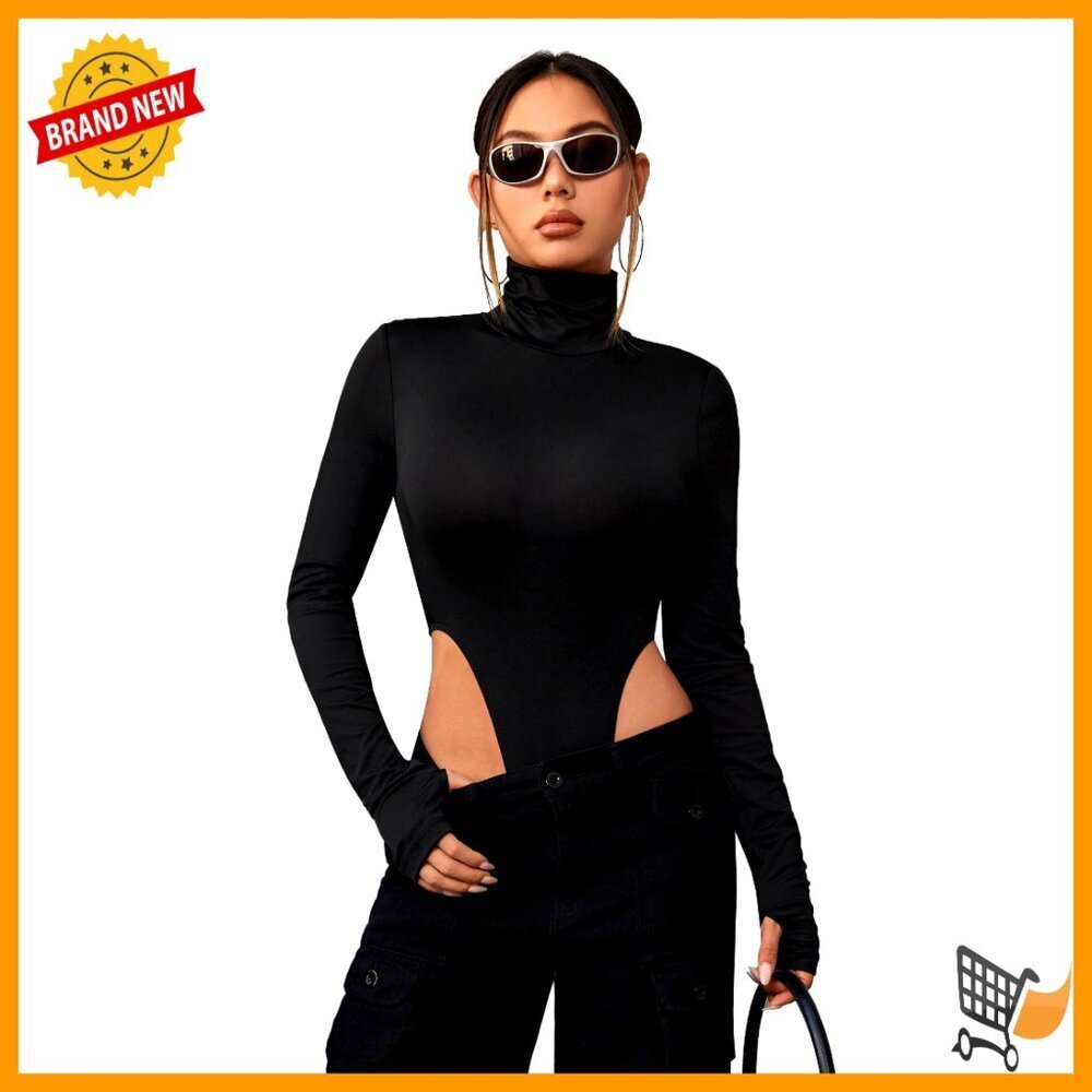 Fitted High Neck Long Sleeve Bodysuit Elegant Minimal Chic Y2K Style